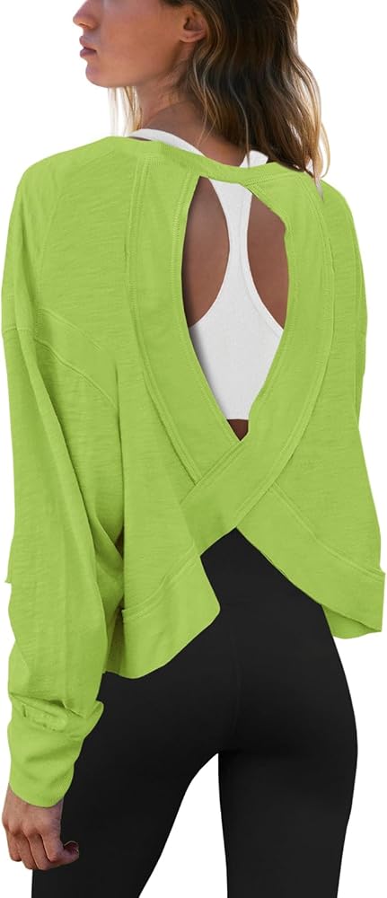 Amazon.com: Panadila Womens Long Sleeve Open Back Workout Tops
