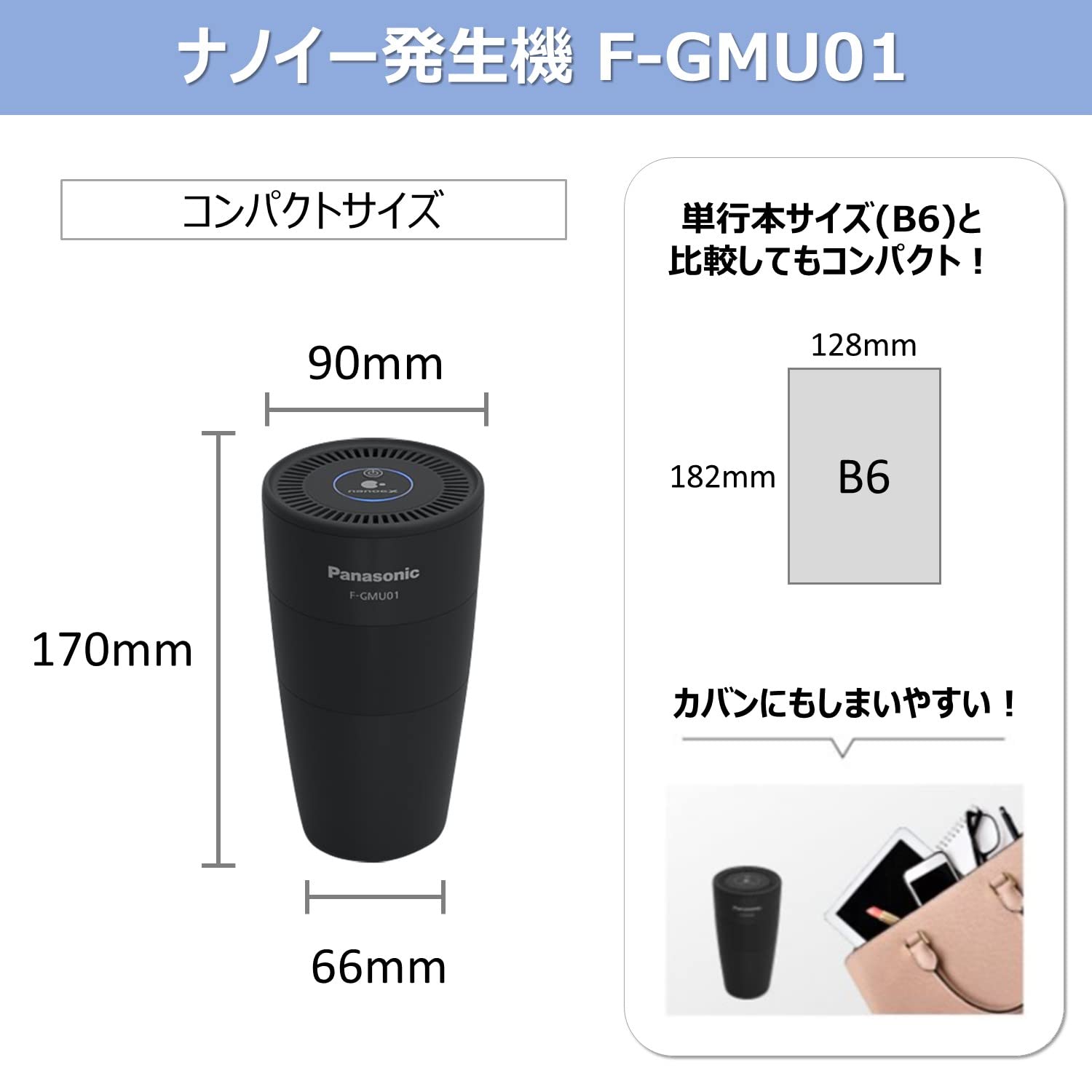 Amazon.com: Panasonic F-GMU01-K Nanoe X 4.8 萬億發電機空氣淨化器