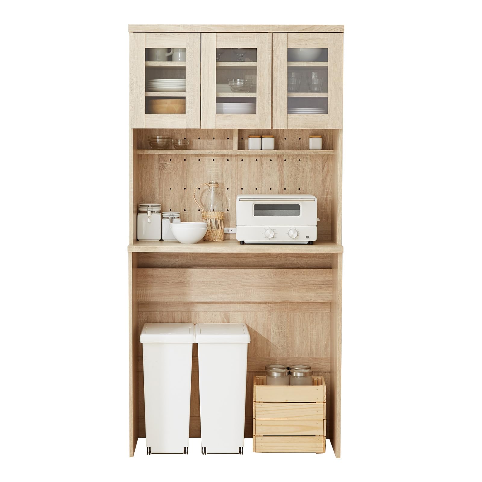 Amazon｜LOWYA ロウヤ 食器棚 ゴミ箱上ラック レンジ台付き 収納 幅