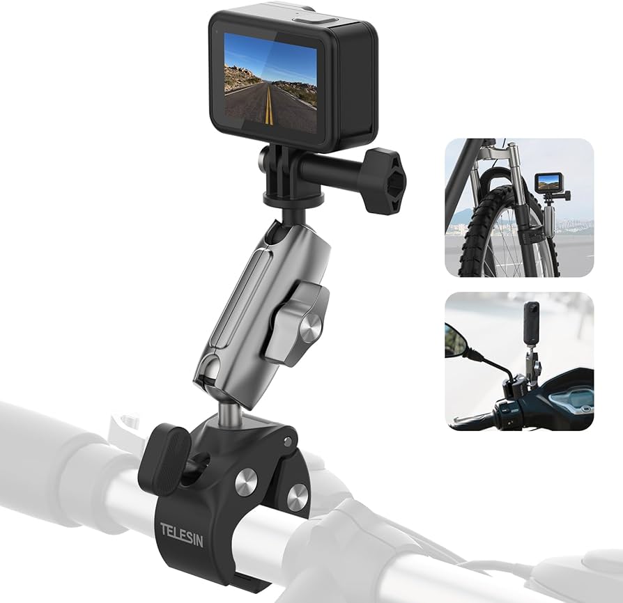 Amazon | TELESIN カメラマウント バイク 自転車 多機能カメラクランプ
