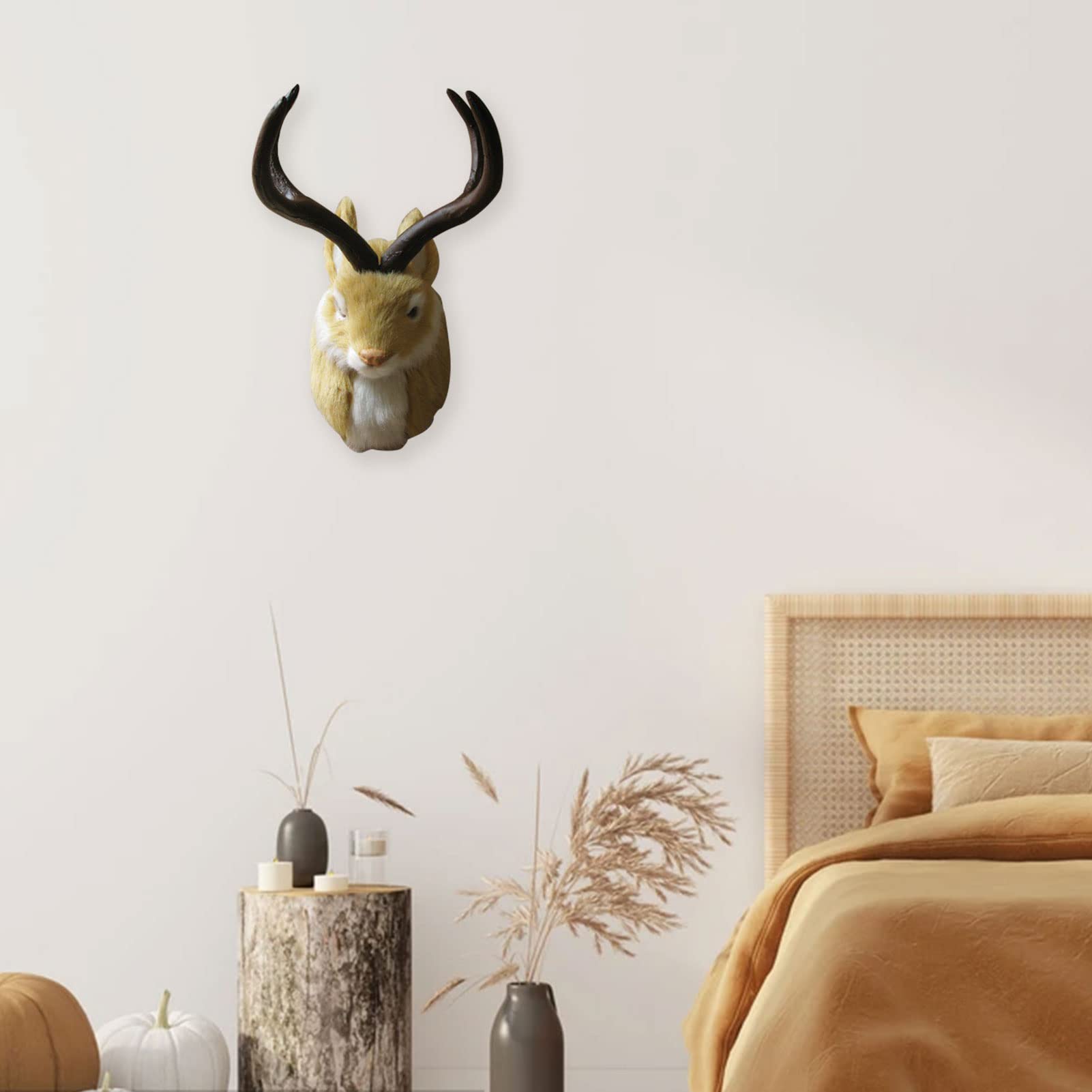 Amazon.co.jp: 壁掛け 兎の頭 鹿の角 オブジェ ウサギ 壁飾り アニマル