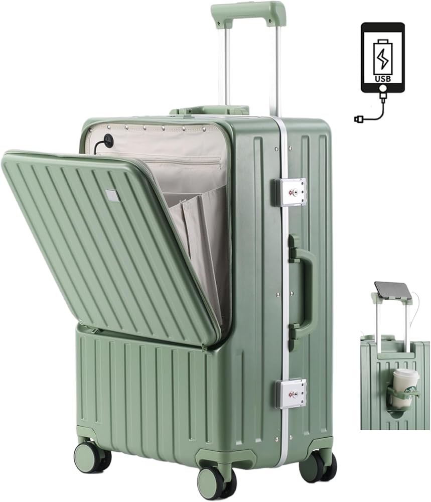 Amazon | [Yuweijie] スーツケース フロントオープン 機内持ち込み usb