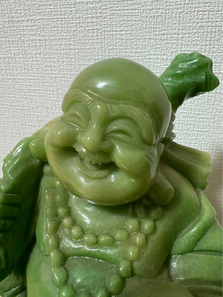 Amazon.co.jp: 大黒様 七福神 翡翠グリーン 石 置物 彫刻 古美術布袋様