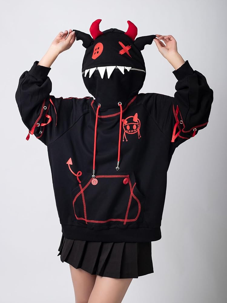 Amazon.com: Cosfun Women's Devil Wings Hoodie Devil Horns Hoodie