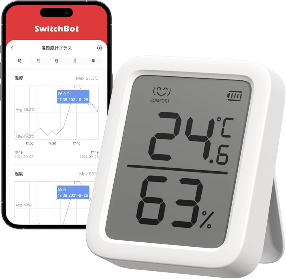 Amazon.co.jp: SwitchBot 温湿度計プラス Alexa 温度計 湿度計