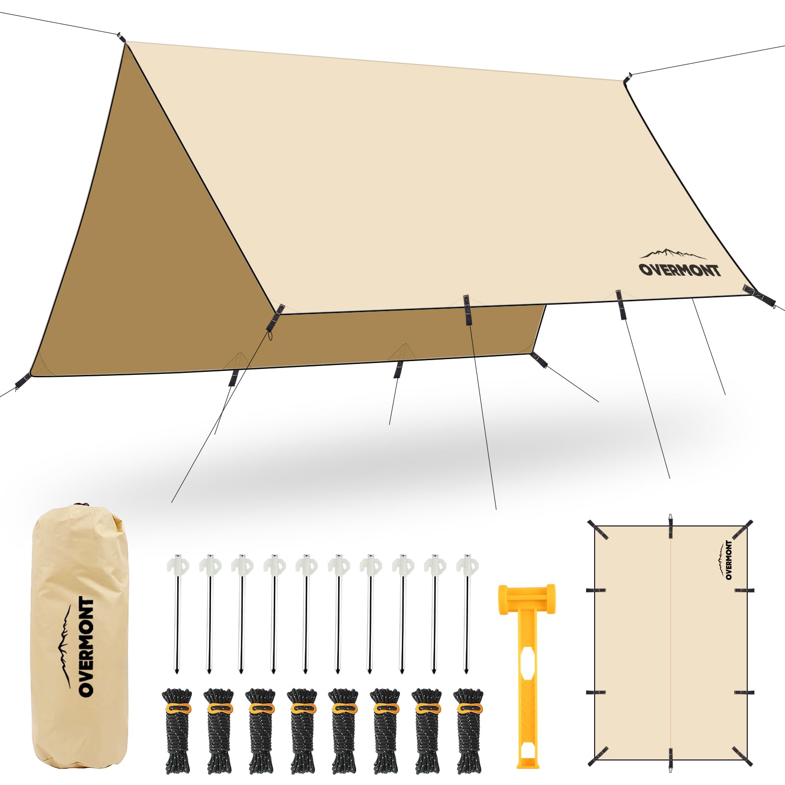 Amazon | Overmont タープ TCポリコットン 5mx3m 焚き火可 500mm耐水圧