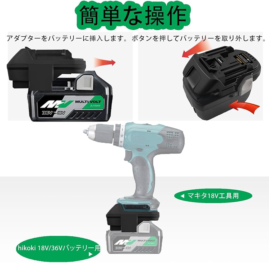 Amazon.co.jp: マキタ18Vツール用バッテリーアダプターHIKOKI14.4V