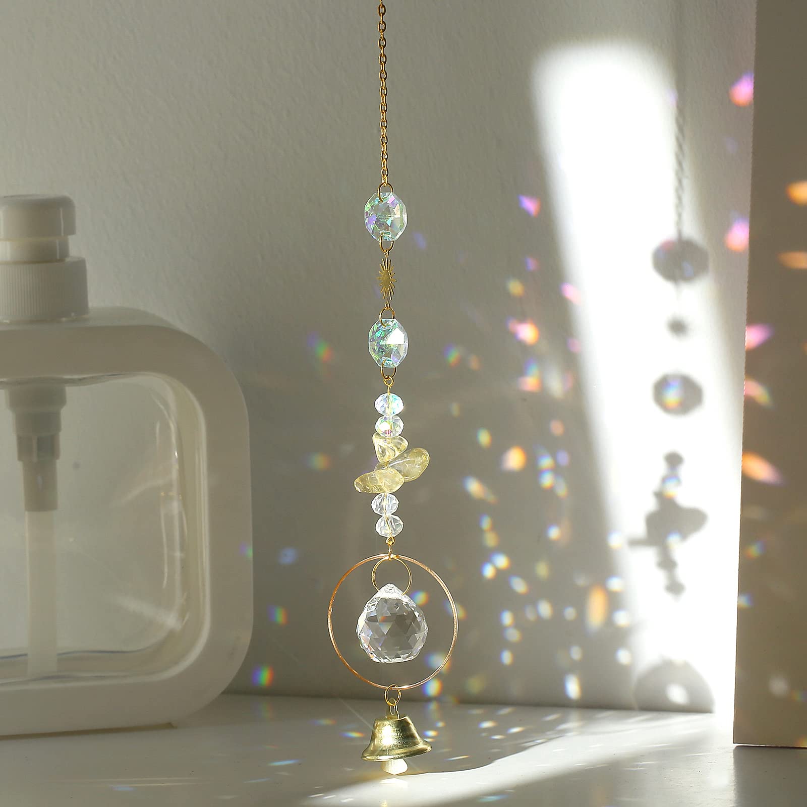 Amazon.co.jp: TENGFENG 天然水晶付きサンキャッチャー アメジスト