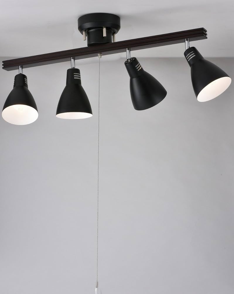 Amazon | オーム電機 4灯シーリングライト ブラック 電球別売 LT