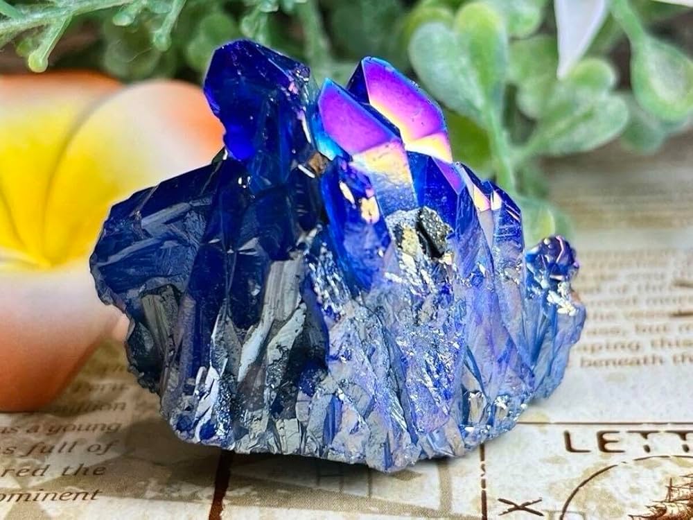 Amazon.co.jp: 七色の夢*: ブルー オーラ水晶 クリスタル クラスター