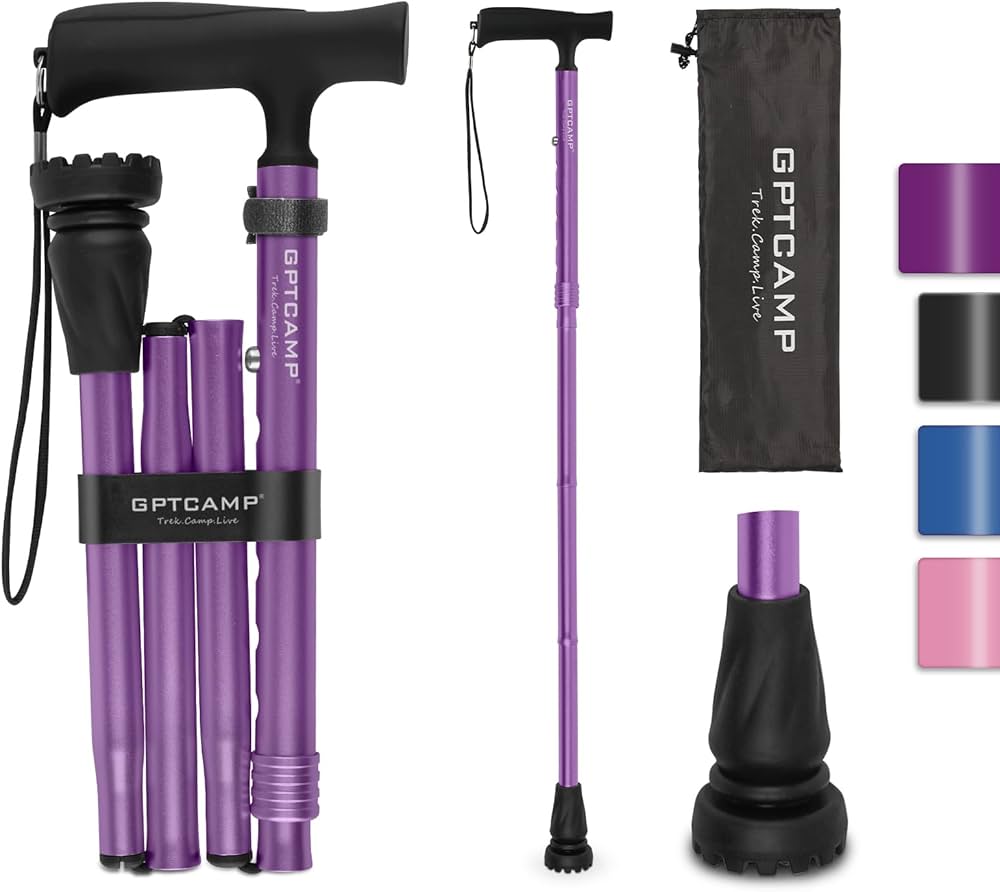 Amazon.com: GPTCAMP G2 Walking Stick, Fold-up Walking Cane for