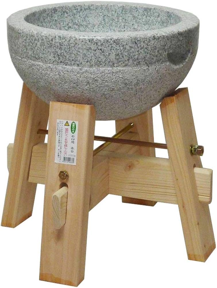 Amazon｜みかげ石 鉢形 もち臼 2升用 木台付き （本格派タイプの
