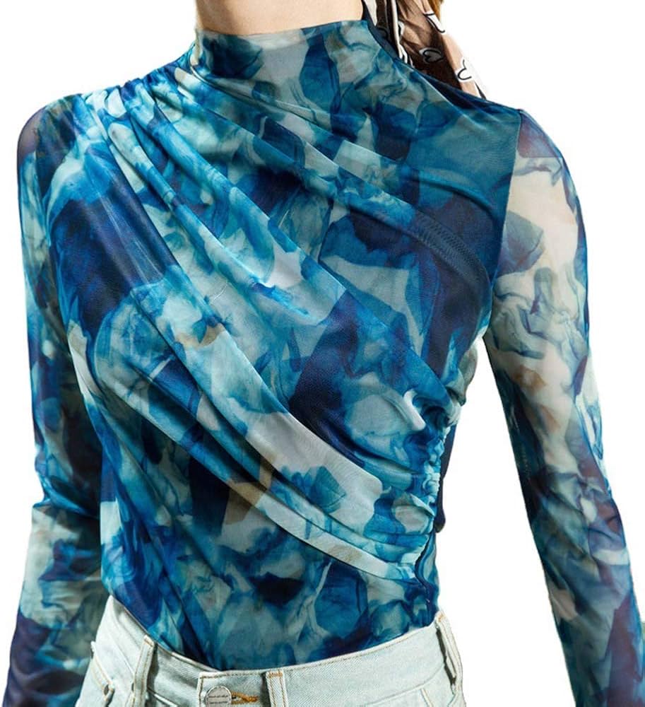 Amazon.co.jp: ブルー 社交ダンス トップス（単品） 長袖 ダンス T