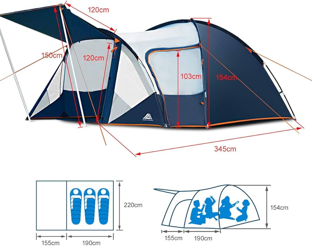 Amazon | Talent テント 3-4人 二重層 防風防水 耐水圧3000mm 青色