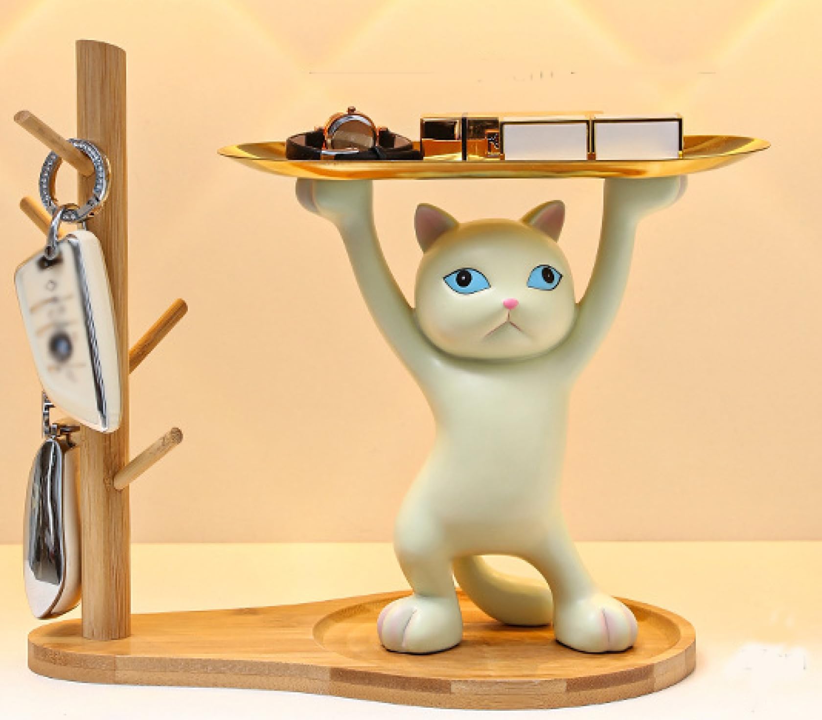 Amazon.co.jp: 猫 ねこ 置物 キー収納トレイ 玄関収納 卓上収納