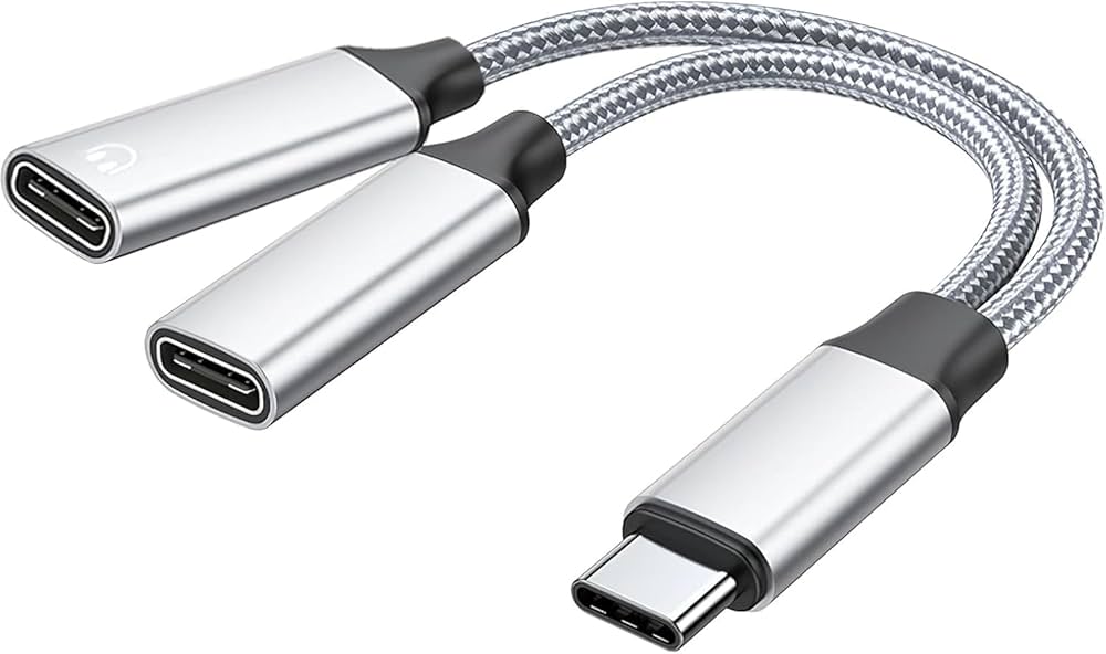 Wefly USB C Splitter 2 in 1 Type C Male to Dual USB C Female