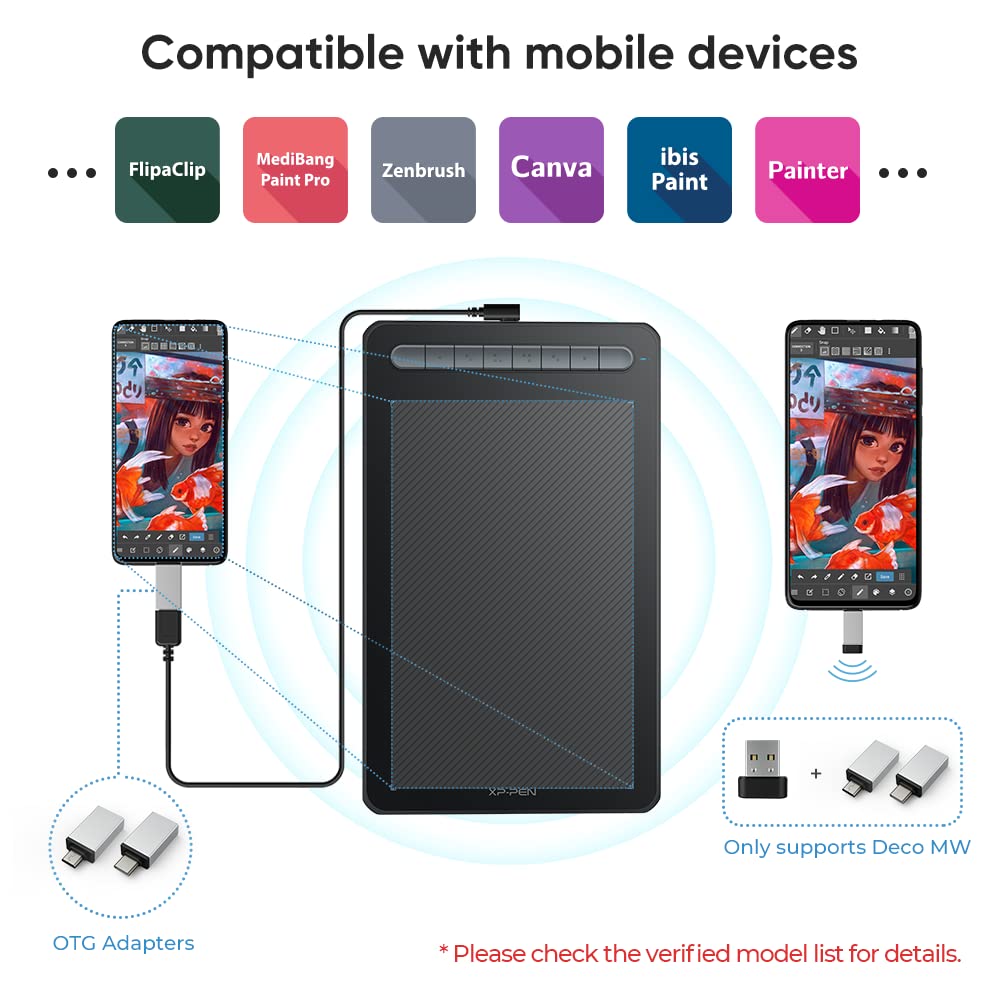 Amazon.com : XPPen Drawing Tablet Deco MW Bluetooth Wireless