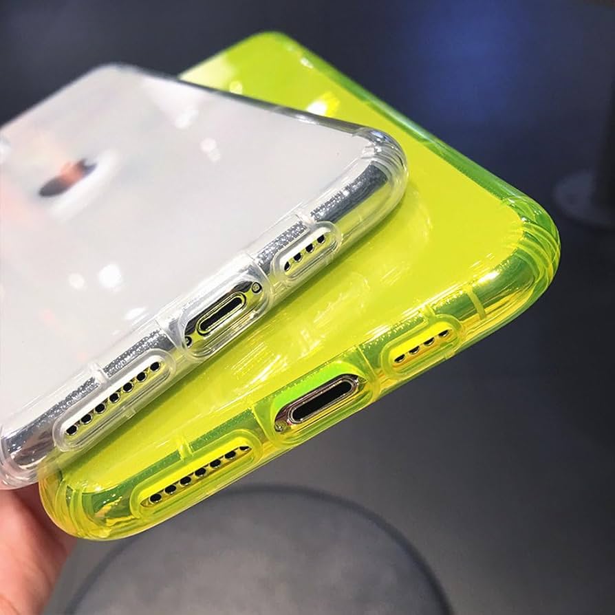 Amazon.co.jp: 蛍光色透明電話ケース iPhone 11 12 13 14 15 Pro Max X