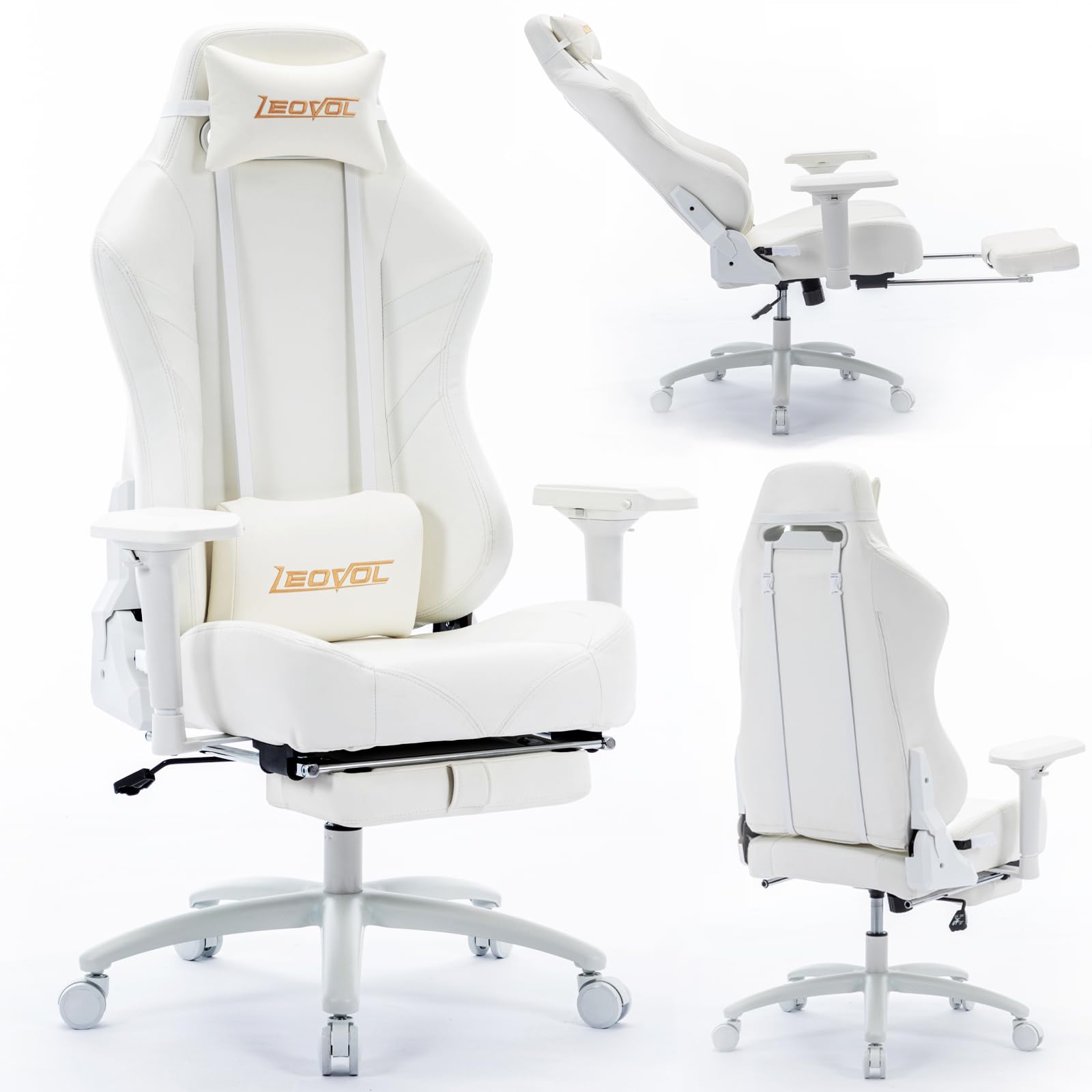 Amazon.co.jp: LEOVOL 椅子 ゲーミングチェア 白 可愛い ホワイト