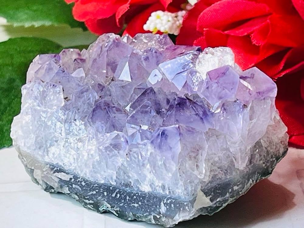 Amazon.co.jp: レインボー ラベンダー アメジスト クラスター 原石 紫