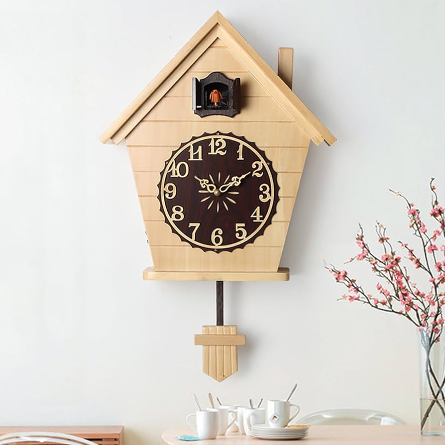 Amazon.co.jp: レトロな木製鳩時計、正時に鳴く鳥、壁掛け時計と