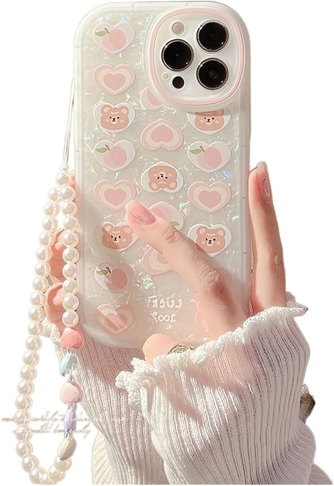 Chocolate Bear Peach Love Art Phone Case for iPhone 14 13 11 12