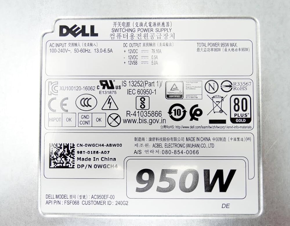 Amazon | 電源ユニット適用するDELL Precision T5820 T7820 T5920-950