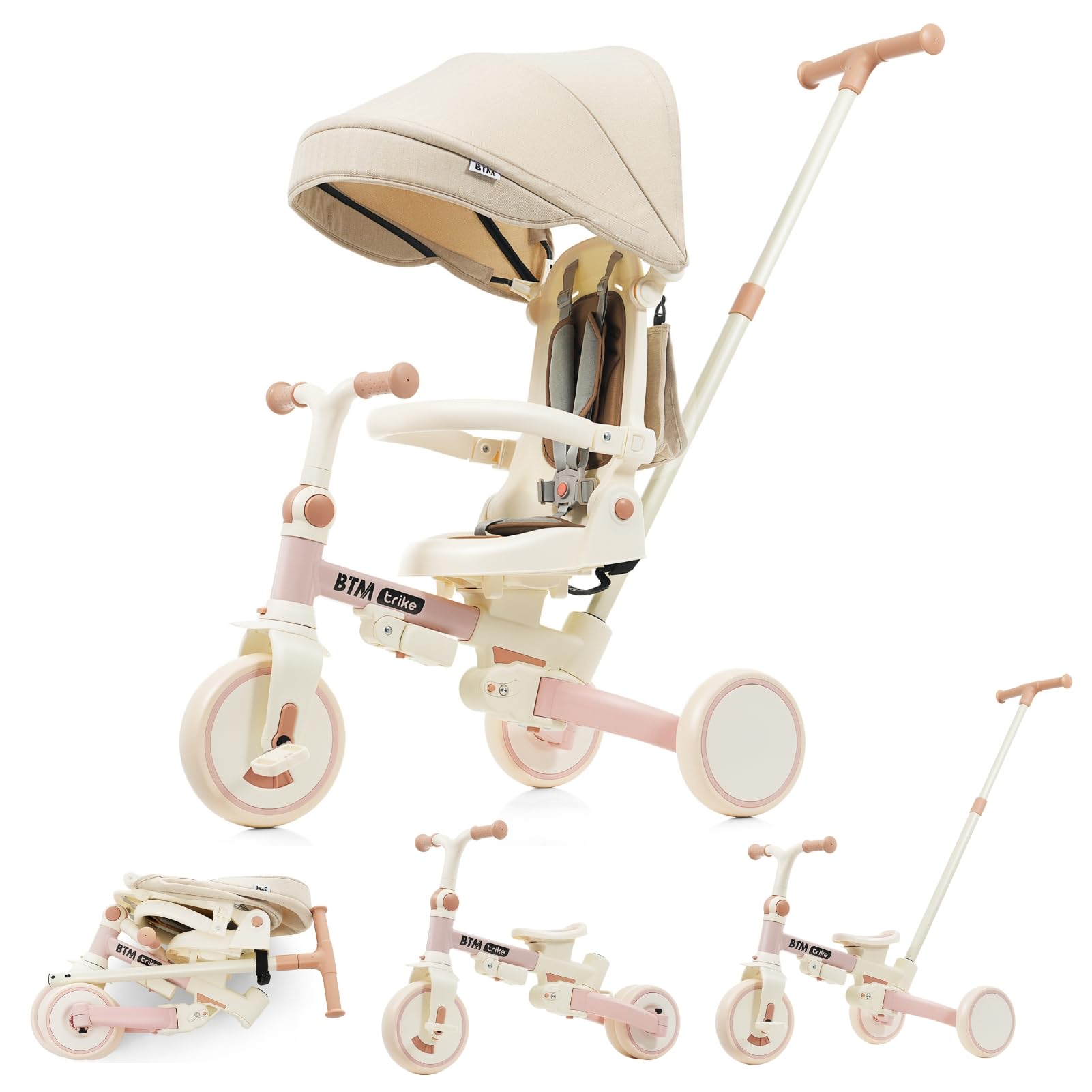 Amazon.co.jp: SOFTSEA 三輪車 子供用 手押し棒付き 折りたたみ 7in1 6