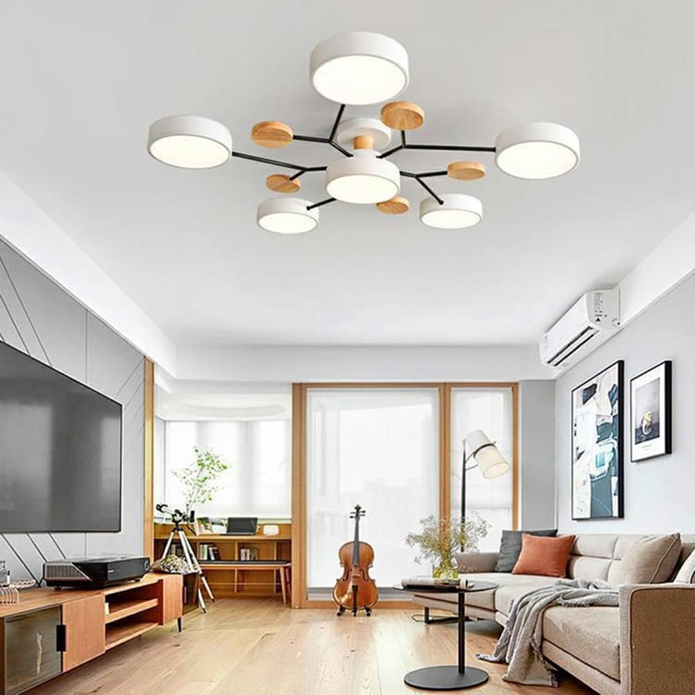 Amazon.com: LTTKLMP Nordic Modern Wood Sputnik LED Semi Flush