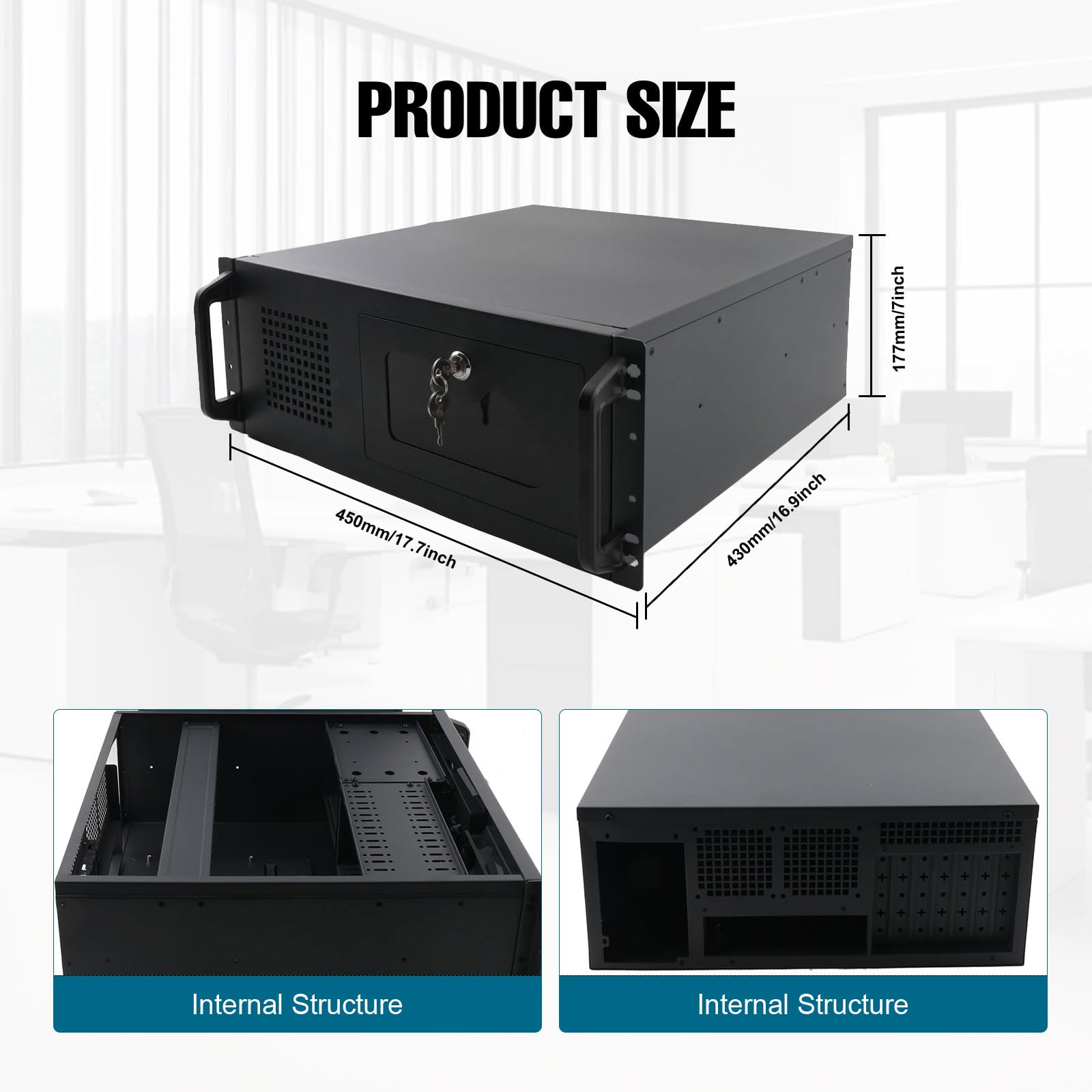 Amazon | 4Uサーバーケースラックマウント、7X3.5 + 2X 5.25 HDD、4U