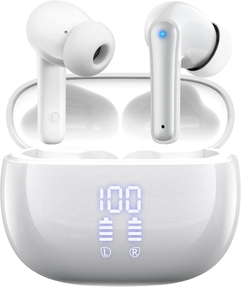 Amazon.co.jp: ワイヤレスイヤホン、充電ケース付き、左右分離型