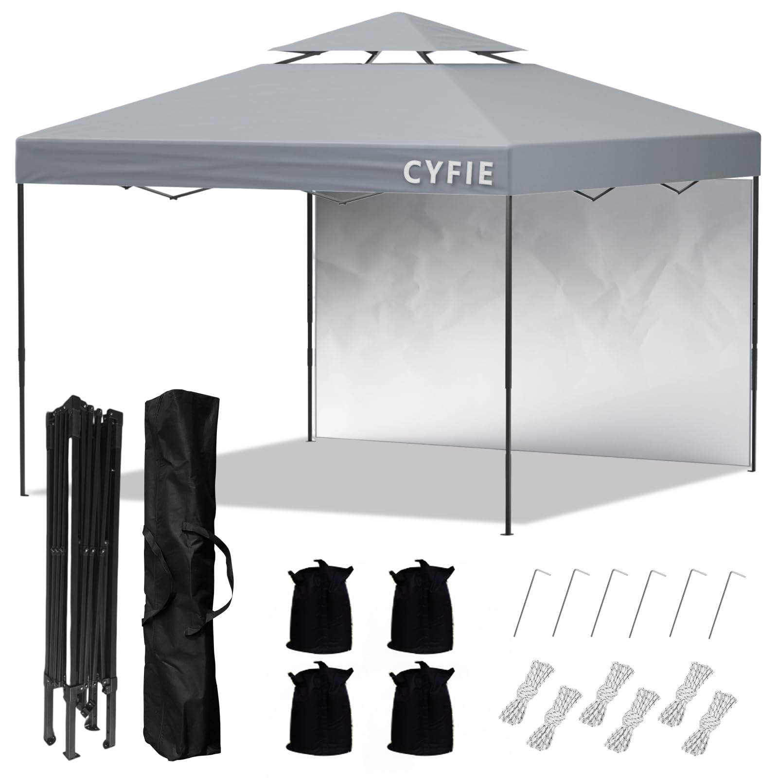 Amazon | CYFIE タープテント 3mx3m サイドシート1枚付 ワンタッチ