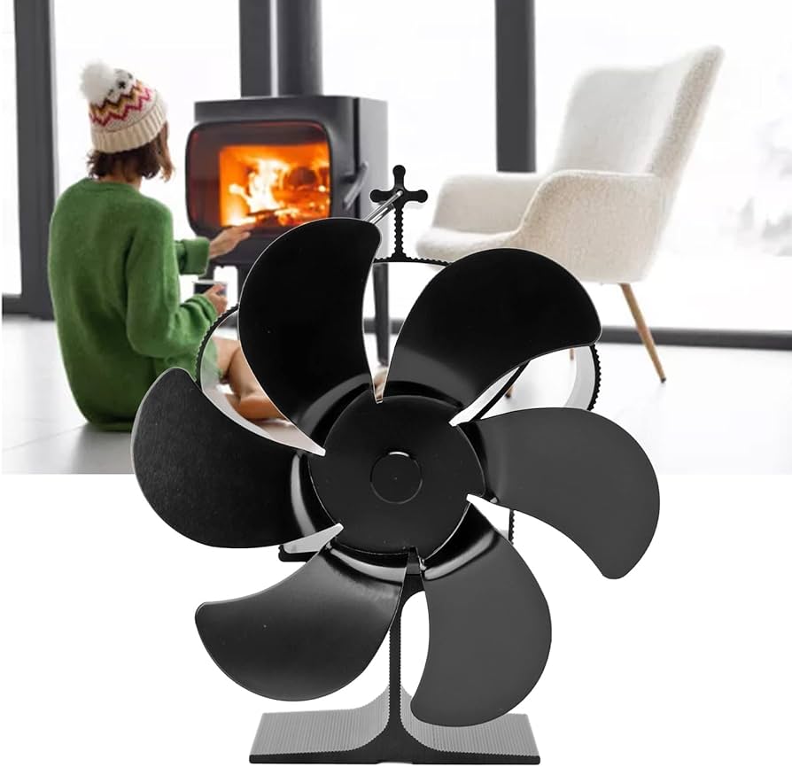 Amazon.co.jp: 薪ストーブファン ブラック 耐熱 6枚羽根 直径152mm