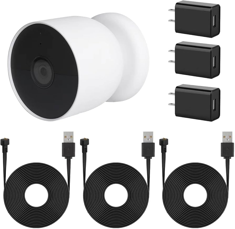 Amazon | wochel 3本パック 電源ケーブル Google Nest Cam屋外または