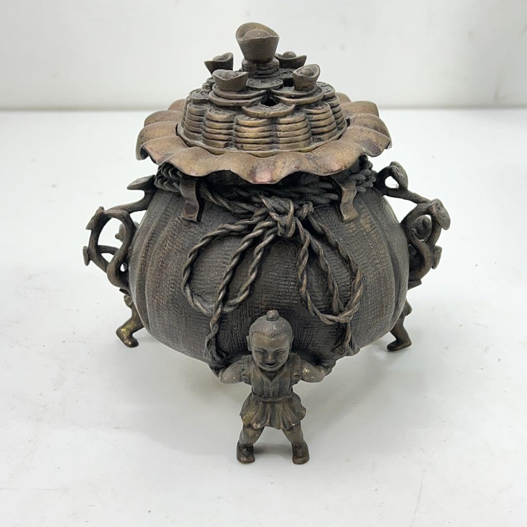 Amazon｜中国 大明宣徳年製 香炉 香道具 銅 1.7kg 置物 工芸 骨董