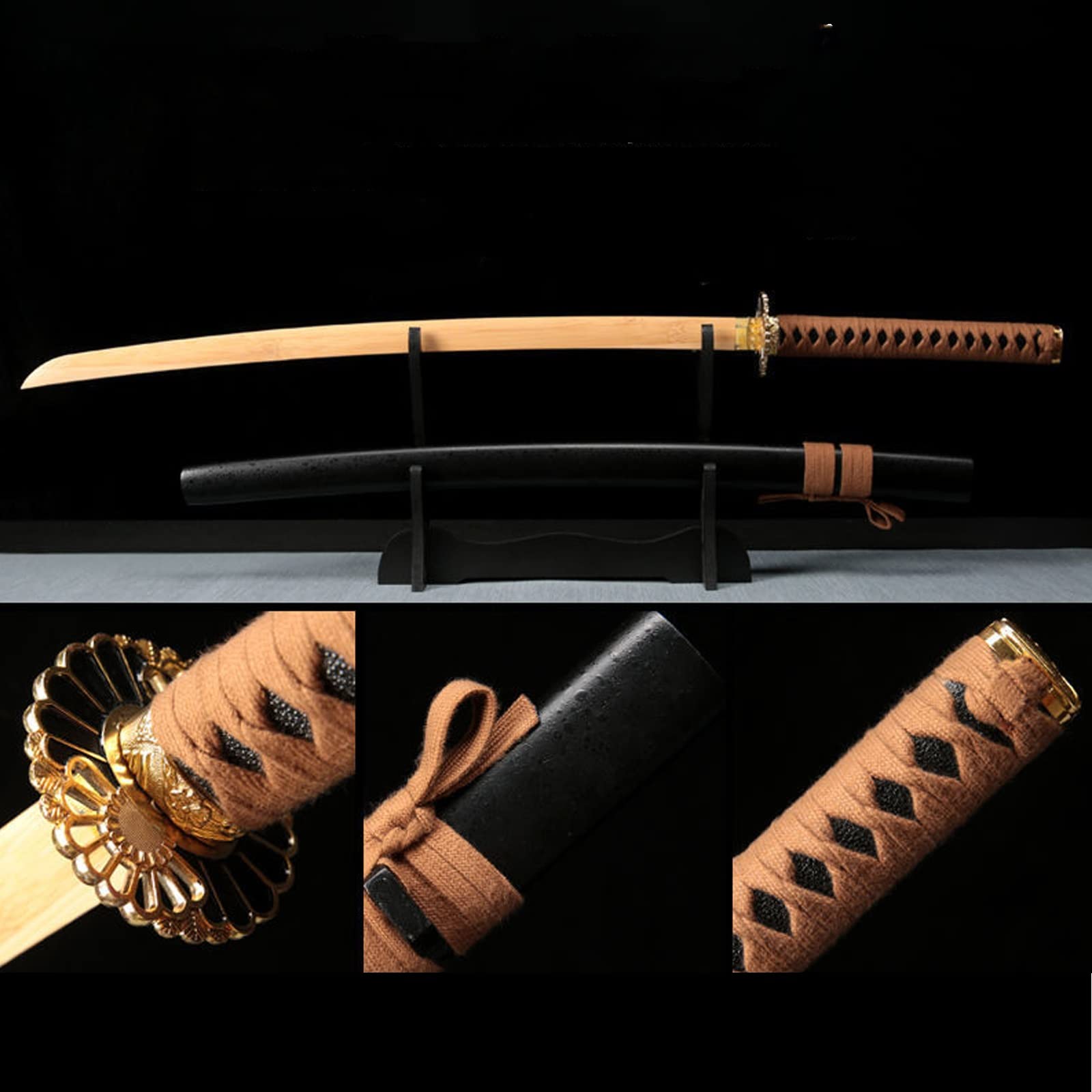 Amazon.co.jp: 木刀 鞘付き 居合刀 竹製ナイフ 軽量 太陽の花の形 模造