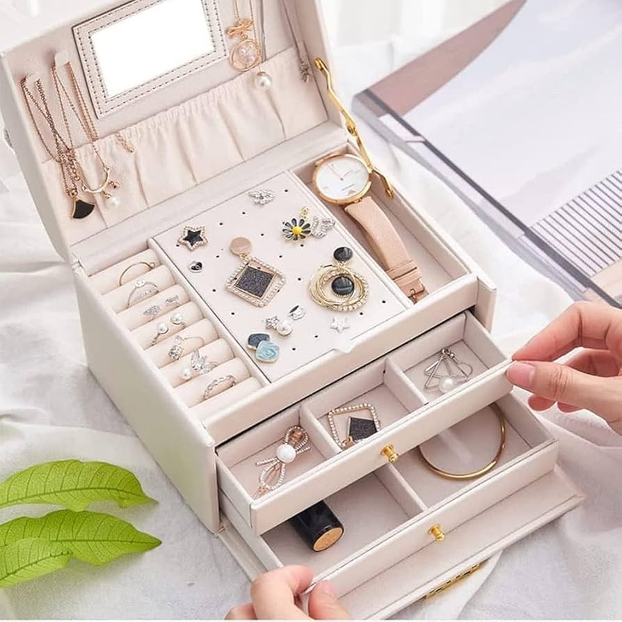 Amazon.co.jp: ジュエリーボックス 3段大容量 アクセサリーケース 17cm