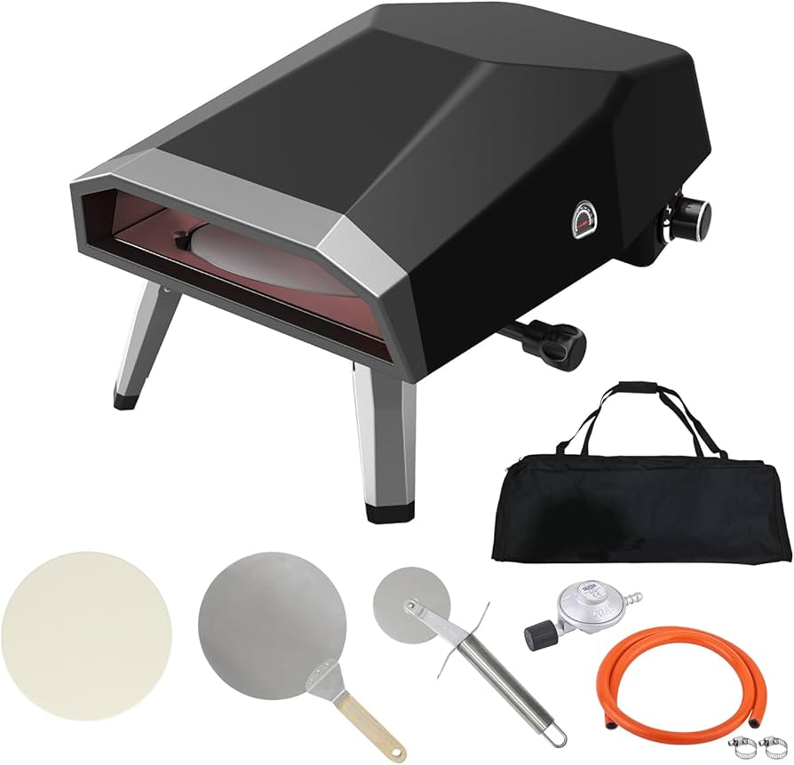 Amazon | Qrachic ピザ窯 ガス式 16インチ 回転式ピザオーブン ガス