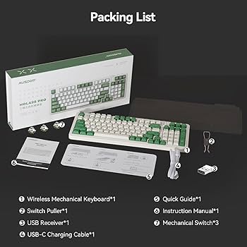 Amazon.com: AUSDOM 98Pro Wireless Mechanical Keyboard, Tri-Mode