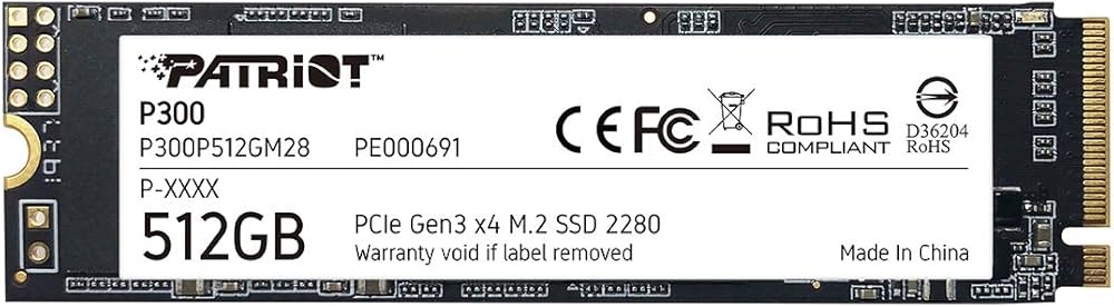 Amazon | Patriot Memory P300 512GB M.2 SSD 2280 NVMe PCIe Gen 3x4