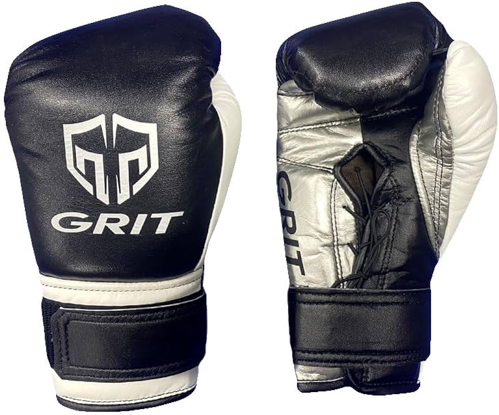 Amazon | GRIT PROFESSIONAL VELCRO BOXING GLOVES 2311 BK/WH/SL