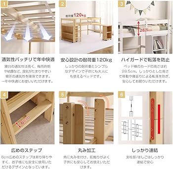 Amazon｜システムベッド ロフトベッド 木製 シングル ベッド ロー