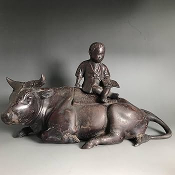 Amazon.co.jp: UNY1576金工師高田晃一作古鉄製牧童牛置物重量3390g牛と