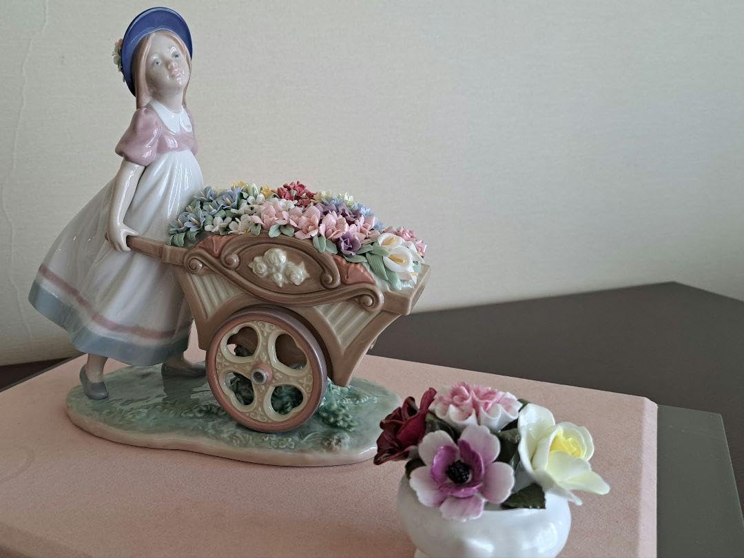 Amazon.co.jp: リヤドロ#6521『可愛いお花屋さん』 専用ガラスケース