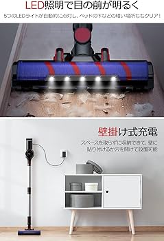 Amazon | 掃除機 コードレス 【45000pa強力吸引＆75分連続稼働＆壁掛け