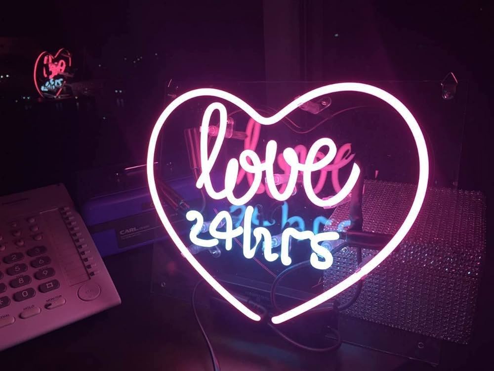 Amazon.co.jp: ネオンサイン『love 24hrs』NEON SIGN ピンク 白 ネオン