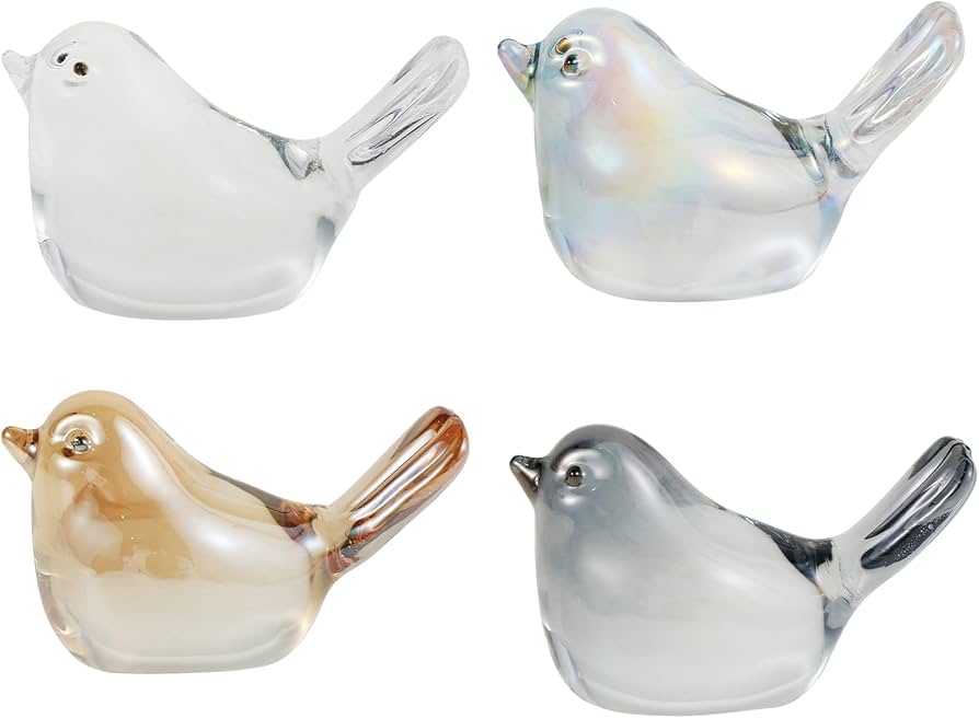 Amazon.co.jp: 4個 クリスタル 鳥の置物 装飾 鳥像 美しいクリスタル
