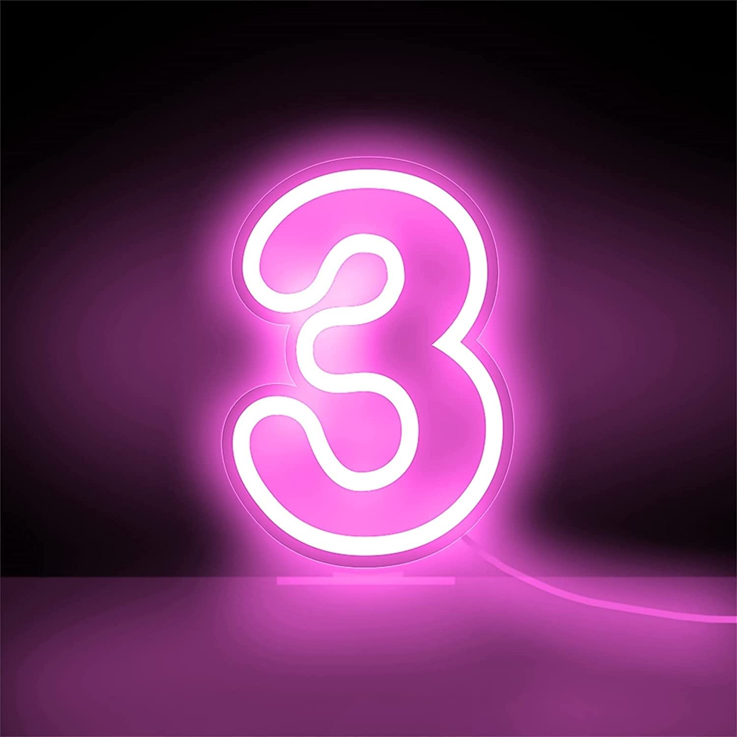 Amazon.co.jp: JSY ネオン ピンクの数字のテーブルのネオン サイン