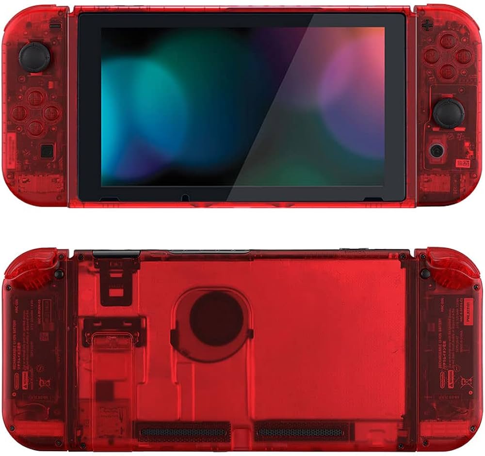 Amazon.com: eXtremeRate Clear Red Front Back Plate for Nintendo