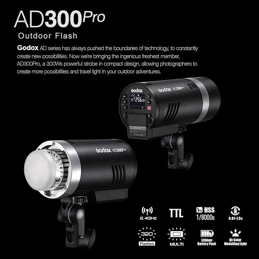 Amazon.com : Godox AD300Pro AD300 Pro, 300W 2.4G TTL Flash Strobe